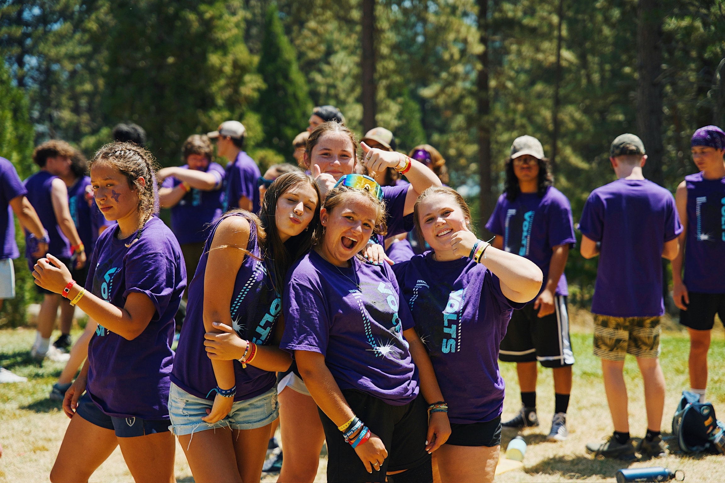Youth group gathering at camp